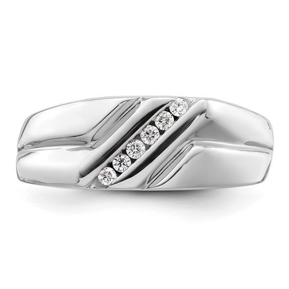 IBGoodman 14k White Gold 1/6 carat Lab Grown Diamond VS/SI+ G+ Six Stone Complete Men's Ring