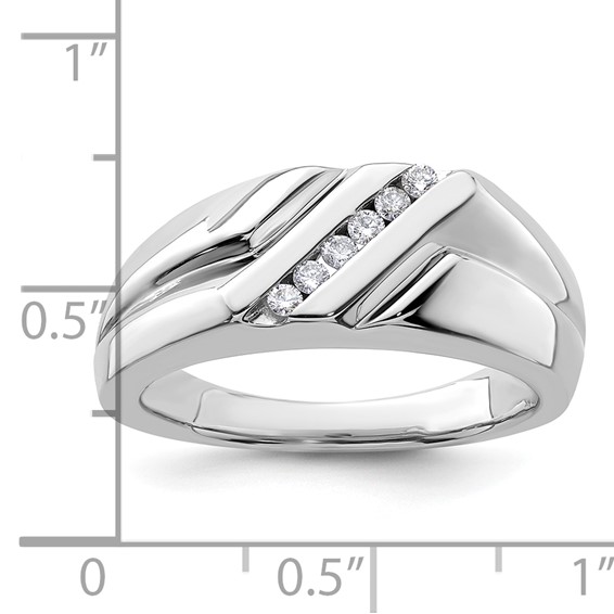 IBGoodman 14k White Gold 1/6 carat Lab Grown Diamond VS/SI+ G+ Six Stone Complete Men's Ring
