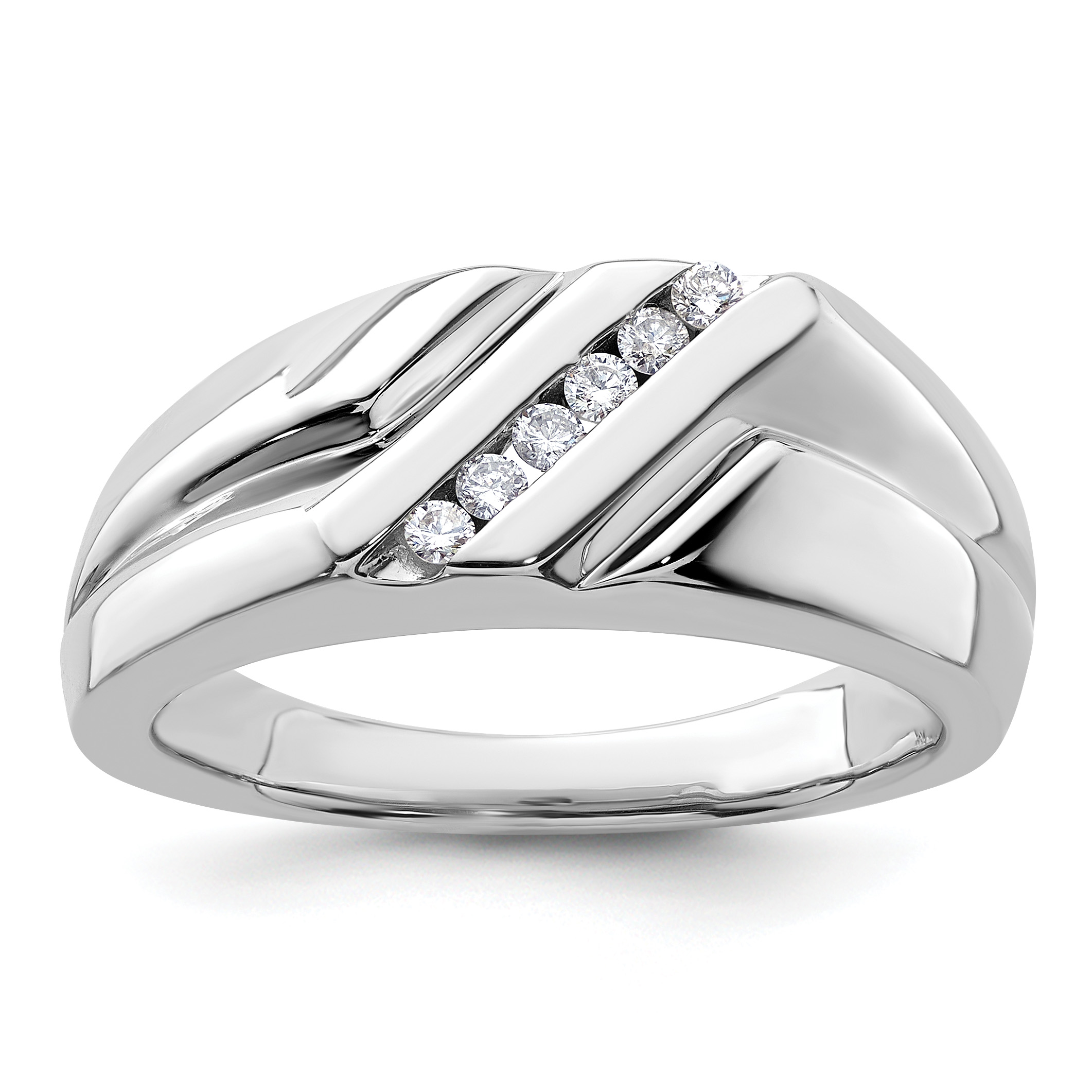 IBGoodman 14k White Gold 1/6 carat Lab Grown Diamond VS/SI+ G+ Six Stone Complete Men's Ring (RM5819-016-WLG)