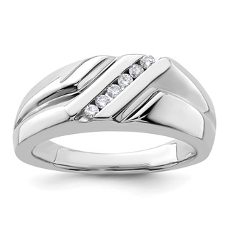 IBGoodman 14k White Gold 1/6 carat Lab Grown Diamond VS/SI+ G+ Six Stone Complete Men's Ring