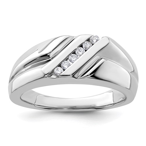 IBGoodman 14K White Gold 0.17 Carat Lab Grown Diamond VS SI+ G+ Six Stone Complete Men's Ring