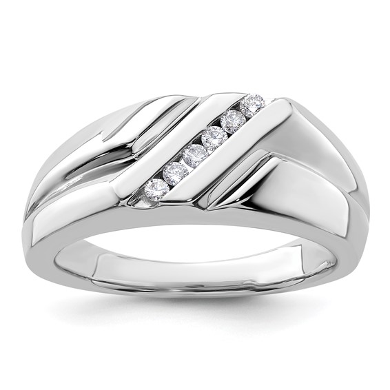 IBGoodman 14k White Gold 1/6 carat Lab Grown Diamond VS/SI+ G+ Six Stone Complete Men's Ring