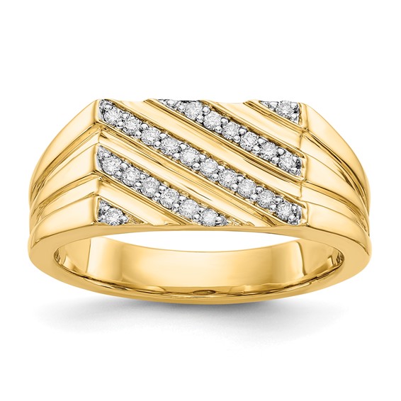 IB Goodman 14k 1/4 carat Diamond Diagonal Stripe Mens Ring