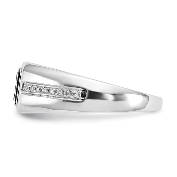 IB Goodman 14k White Gold 1/4 carat White and Black Diamond Square Cluster Mens Ring