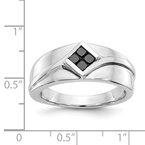 IB Goodman 14k White Gold 3/8 carat Black Diamond Square Cluster Mens Ring