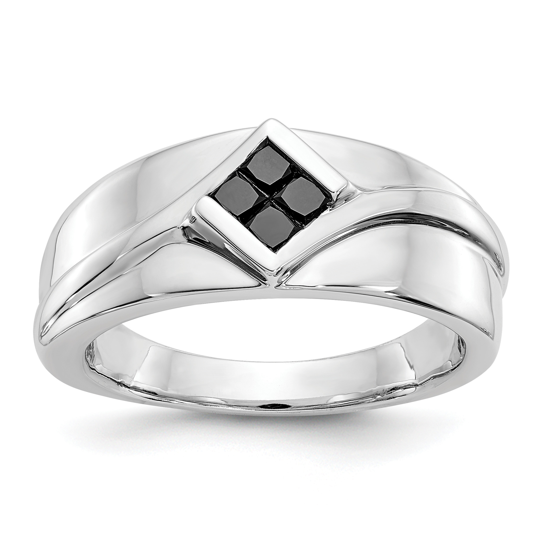 14k White Gold Black Diamond Mens Ring (RM5825-BK-040-WA)