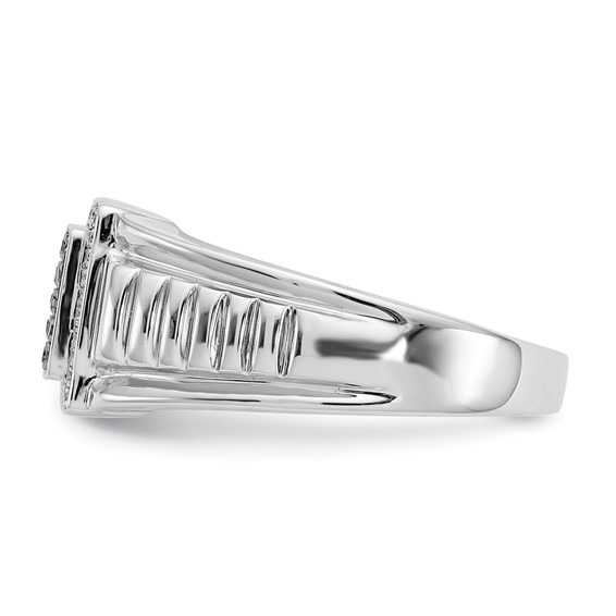 IB Goodman 14k White Gold 1/3 carat Black and White Diamond Square Cluster Mens Ring