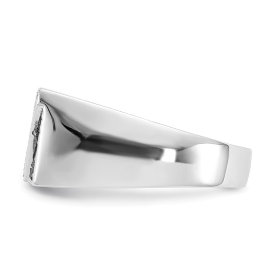 IB Goodman 14k White Gold 1/2 carat Black and White Diamond Cluster Diagonal Stripe Mens Ring