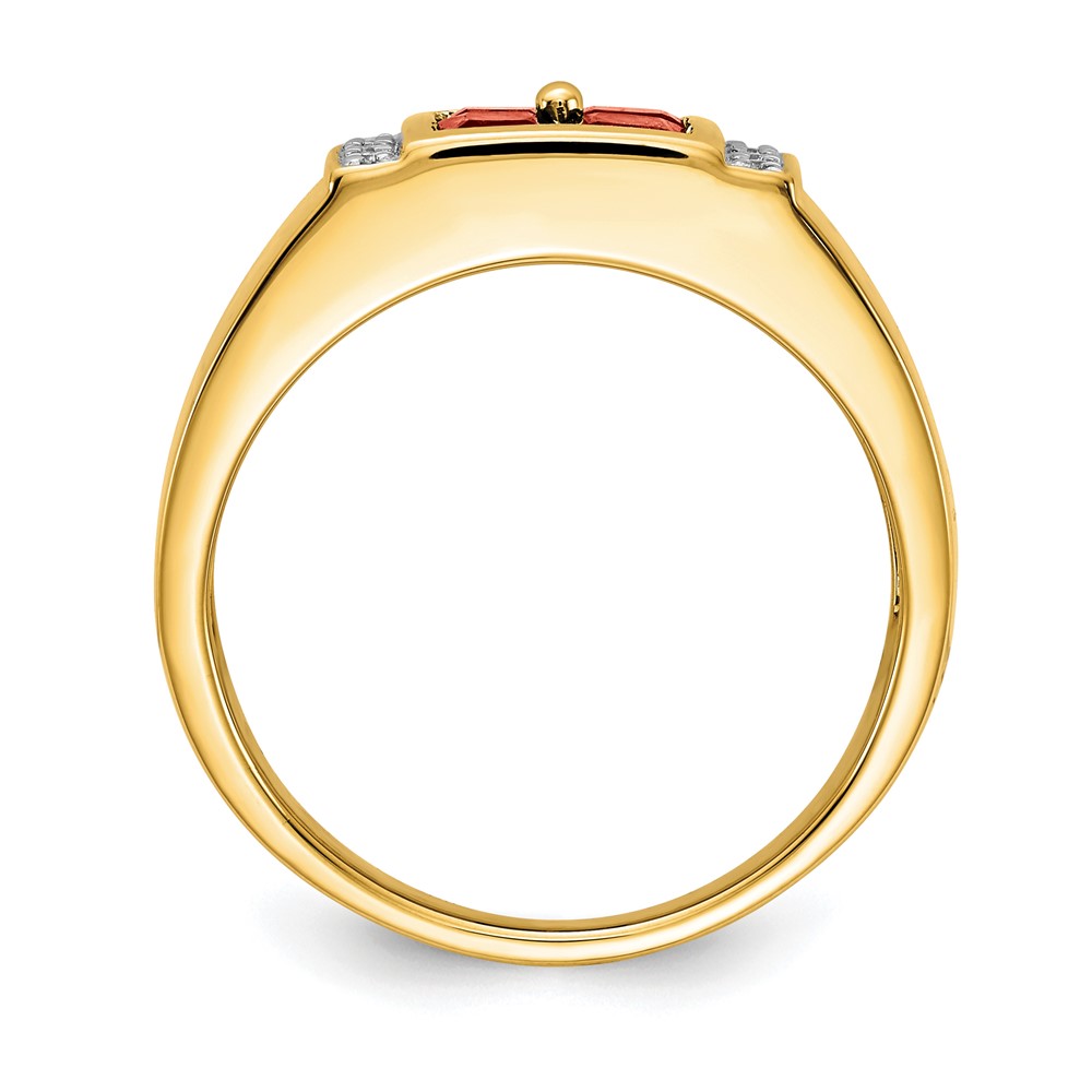 IBGoodman 14k 1/20 carat Lab Grown Diamond VS/SI+ G+ and Lab Created Ruby Men's Ring (RM5830-CRU-050-YLG)