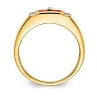IBGoodman 14K Yellow Gold 0.05 Carat Lab Grown Diamond VS SI+ G+ and Lab Created Ruby Men's Ring view 2