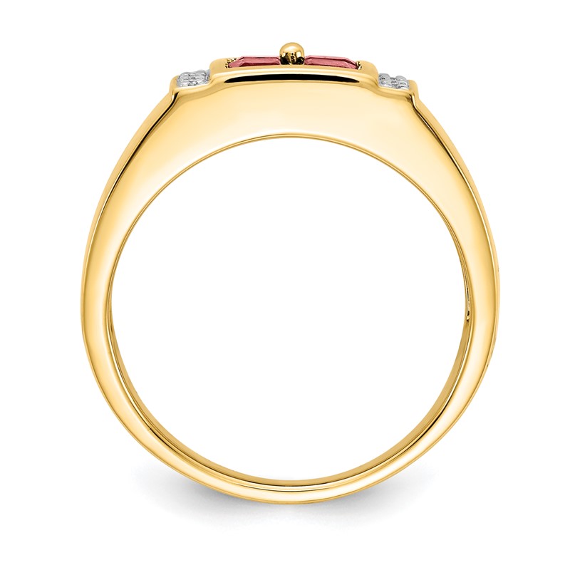 IBGoodman 14k 1/20 carat Lab Grown Diamond VS/SI+ G+ and Lab Created Ruby Men's Ring