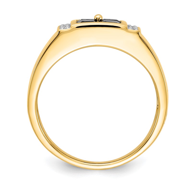 IBGoodman 14k 1/20 carat Lab Grown Diamond VS/SI+ G+ and Lab Created Blue Sapphire Men's Ring
