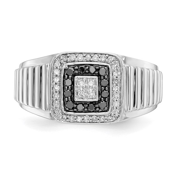 IB Goodman 14k White Gold 1/3 carat Black and White Diamond Mens Ring