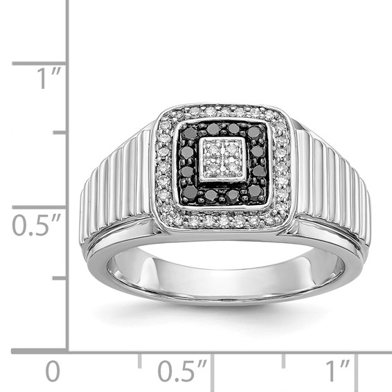 IB Goodman 14k White Gold 1/3 carat Black and White Diamond Mens Ring