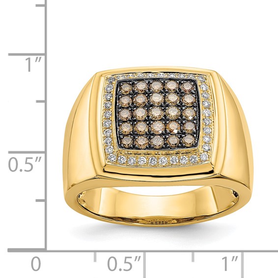 IB Goodman 14k 7/8 carat Champagne and White Diamond Cluster Mens Ring