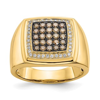 IB Goodman 14k 7/8 carat Champagne and White Diamond Cluster Mens Ring