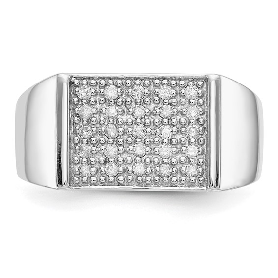 IBGoodman 14k White Gold 1/4 carat Lab Grown Diamond VS/SI+ G+ Cluster Men's Ring