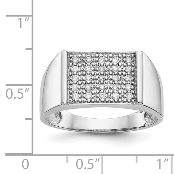 IB Goodman 14k White Gold 1/4 carat Diamond Square Cluster Mens Ring