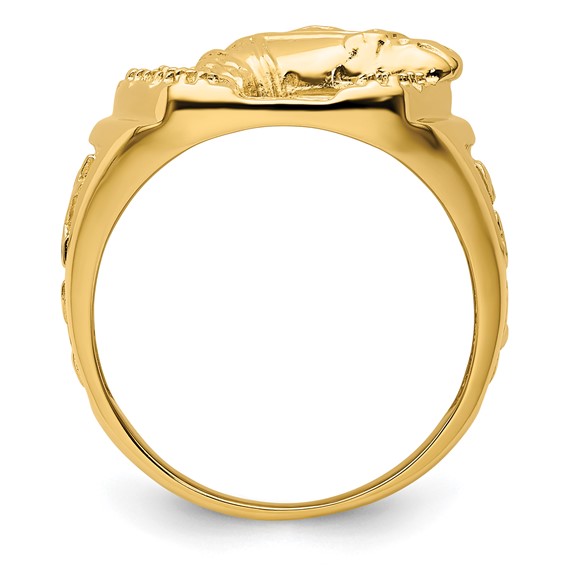 IB Goodman 14k Holds 14-2.0mm Diamonds Horseshoe with Horse in Center Mens Ring Mounting