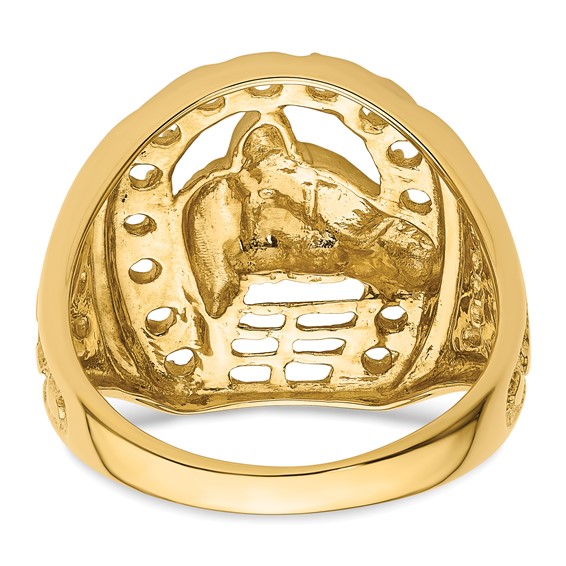 IB Goodman 14k Holds 14-2.0mm Diamonds Horseshoe with Horse in Center Mens Ring Mounting