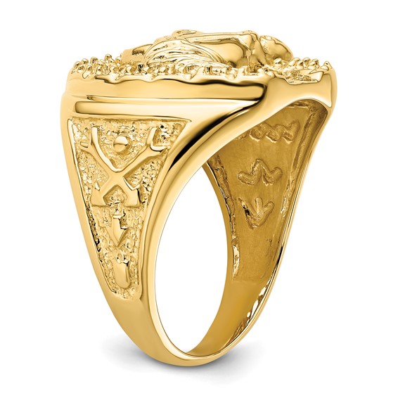 IB Goodman 14k Holds 14-2.0mm Diamonds Horseshoe with Horse in Center Mens Ring Mounting