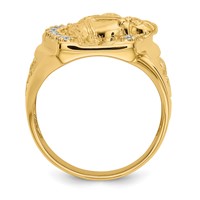 IBGoodman 14K Yellow Gold 0.50 Carat Lab Grown Diamond VS SI+ G+ Complete Horseshoe Ring with Horse Men's view 2