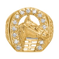 IBGoodman 14K Yellow Gold 0.50 Carat Lab Grown Diamond VS SI+ G+ Complete Horseshoe Ring with Horse Men's view 4