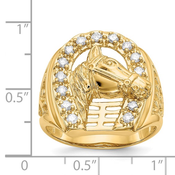 IB Goodman 14k Mens 1/2 carat Diamond Horseshoe with Horse in Center Mens Ring