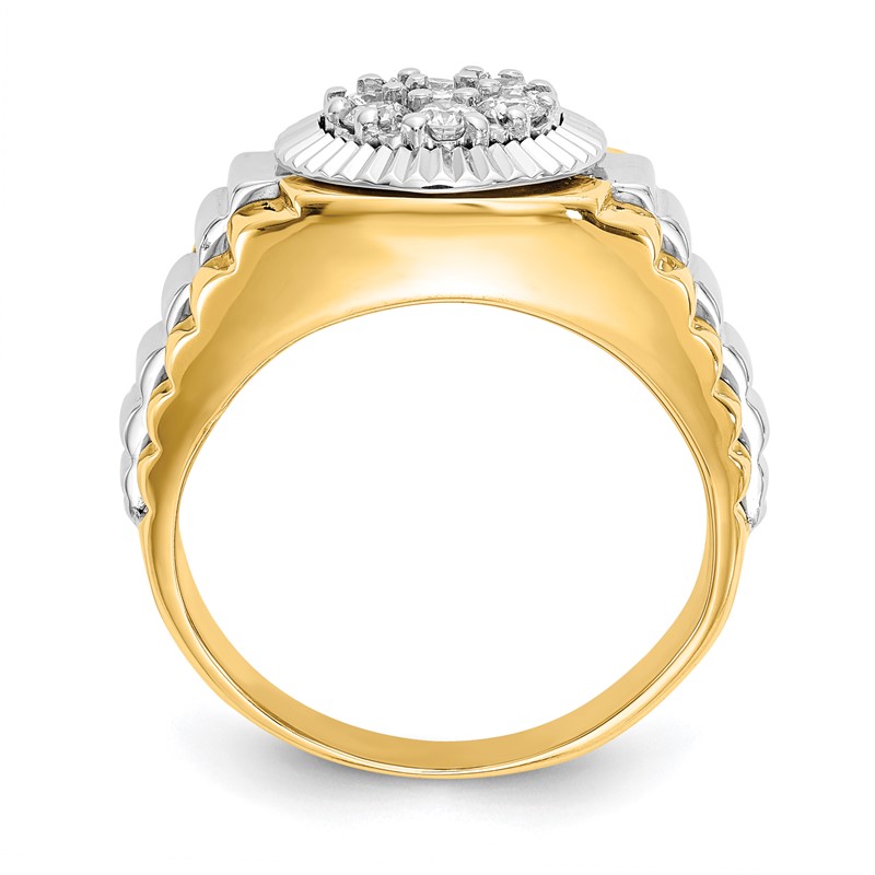 IBGoodman 14k Two-Tone 1/2 carat Lab Grown Diamond VS/SI+ G+ Complete Ridged Men's Ring