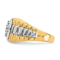 IBGoodman 14K Two-Tone 0.50 Carat Lab Grown Diamond VS SI+ G+ Complete Ridged Men's Ring view 3