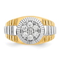 IBGoodman 14K Two-Tone 0.50 Carat Lab Grown Diamond VS SI+ G+ Complete Ridged Men's Ring view 4