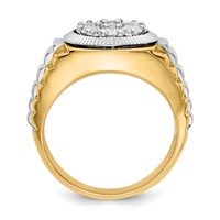 IBGoodman 14K Two-Tone 1 Carat Lab Grown Diamond VS SI+ G+ Complete Ridged Men's Ring view 2