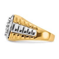 IBGoodman 14K Two-Tone 1 Carat Lab Grown Diamond VS SI+ G+ Complete Ridged Men's Ring view 3