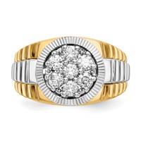 IBGoodman 14K Two-Tone 1 Carat Lab Grown Diamond VS SI+ G+ Complete Ridged Men's Ring view 4