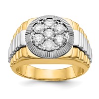 IBGoodman 14K Two-Tone 1 Carat Lab Grown Diamond VS SI+ G+ Complete Ridged Men's Ring view 1