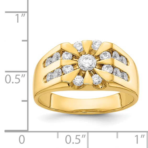 IB Goodman 14k (Holds 1-3.8 / 16-2.3mm Round) Fancy Star-Top Mens Ring Mounting