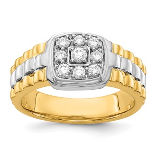 IBGoodman 14k Two-Tone 3/8 carat Lab Grown Diamond VS/SI+ G+ Complete Cluster Men's Ring