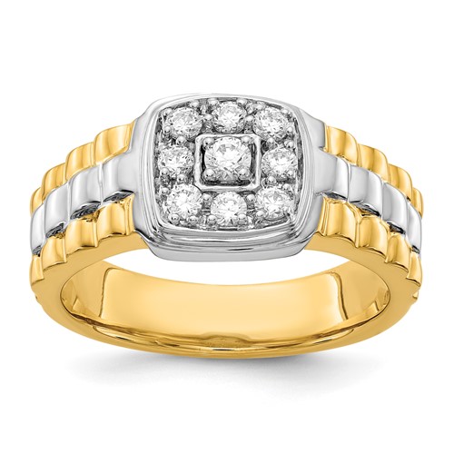 IBGoodman 14K Two-Tone 0.38 Carat Lab Grown Diamond VS SI+ G+ Complete Cluster Men's Ring