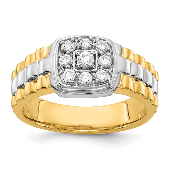 IBGoodman 14k Two-Tone 3/8 carat Lab Grown Diamond VS/SI+ G+ Complete Cluster Men's Ring