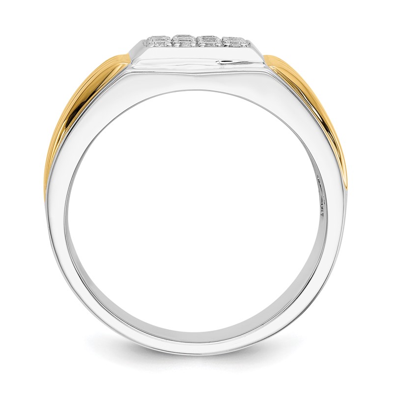 IBGoodman 14k Two-Tone 3/8 carat Lab Grown Diamond VS/SI+ G+ Complete Square Cluster Men's Ring
