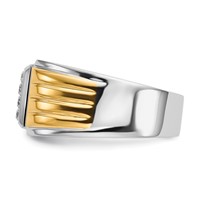 IBGoodman 14K Two-Tone 0.38 Carat Lab Grown Diamond VS SI+ G+ Complete Square Cluster Men's Ring view 3