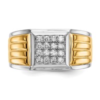 IBGoodman 14K Two-Tone 0.38 Carat Lab Grown Diamond VS SI+ G+ Complete Square Cluster Men's Ring view 4
