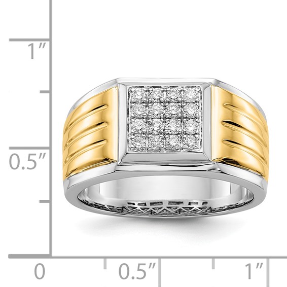 IB Goodman 14k Two-tone 3/8 carat Diamond Square Cluster Mens Ring