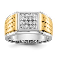 IBGoodman 14K Two-Tone 0.38 Carat Lab Grown Diamond VS SI+ G+ Complete Square Cluster Men's Ring view 1
