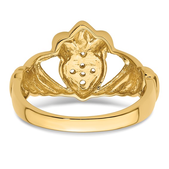 14k Polished .06ct. Diamond Mens Claddagh Ring Mounting