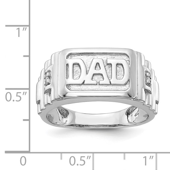 IB Goodman 14k White Gold Polished Ridged Sides Holds 2-1.0mm Diamonds Mens DAD Ring Mounting