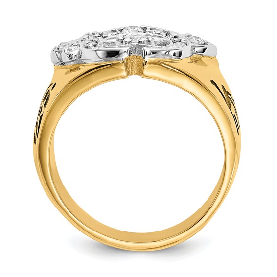 IB Goodman 14k Two-tone Mens Polished Diamond Masonic Shriners Ring