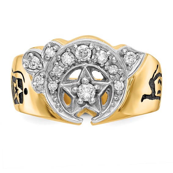 IB Goodman 14k Two-tone Mens Polished Diamond Masonic Shriners Ring