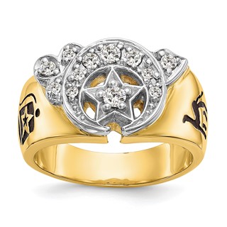 IB Goodman 14k Two-tone Mens Polished Diamond Masonic Shriners Ring