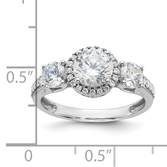 Sterling Silver & CZ 3-Stone Semi-mount Engagement Ring